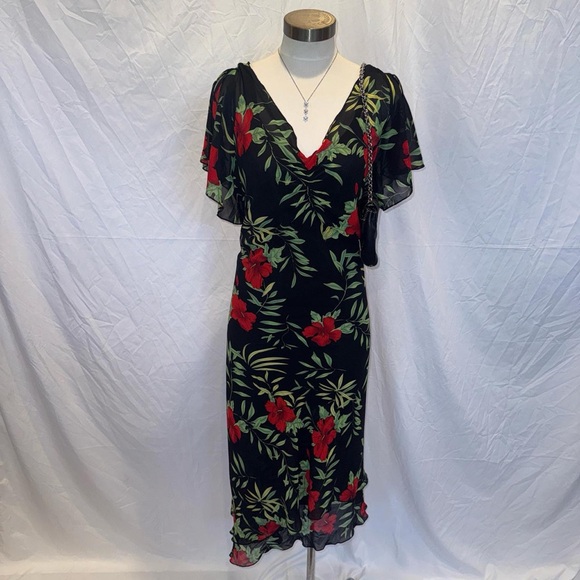 Vintage 90s 2000s Black and red floral fairy slip dress - Picture 4 of 8